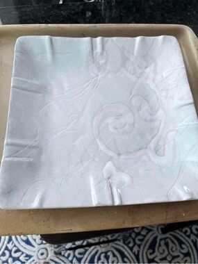 Sia Home Collection Decorative Ceramic Platter - White 12"x12"